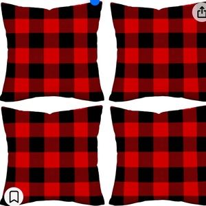 NWT Gulidi Farmhouse Decor Red Black Buffalo Plaid 4 Pillow Covers Set 22x22
